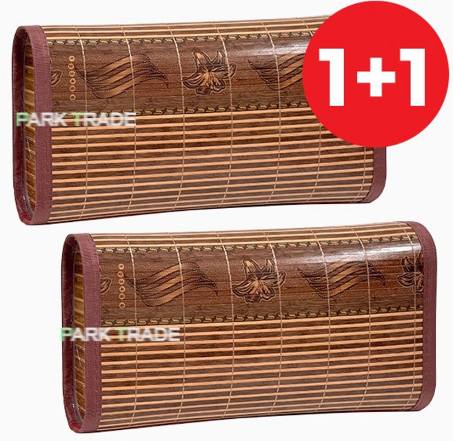 1+1 둥근타원 매끈 대나무베개 브라운 45x22 (목침 경침 나무베개 숙면베개 여름베개 차박 캠핑 어르신선물), 투톤문양 2개