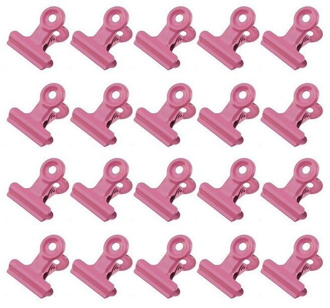 Xiaoyztan 20 Pcs Small Binder Clips 20 mm Bulldog Paper Clips Binder Bull Clip Clamps for Food Bag, Pink