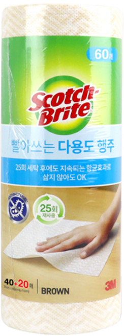 3M 스카치브라이트 빨아쓰는 다용도 행주 40+20매 브라운, 1개, 60매입
