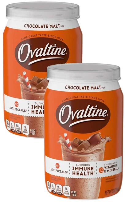 NESTLE OVALTINE 초콜릿 몰트 믹스 캐니스터 준비하기 쉬운 강화 몰트 음료 340g 2개 미국직구 팬트리, 1세트 - 쿠팡