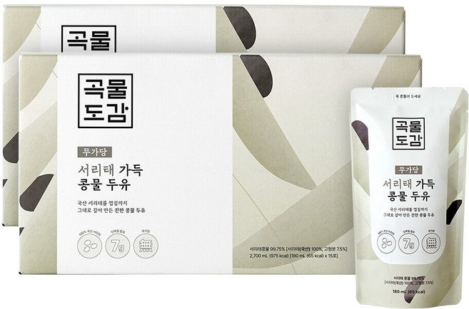 곡물도감 국산 무가당 서리태 가득 콩물두유, 180ml, 30개