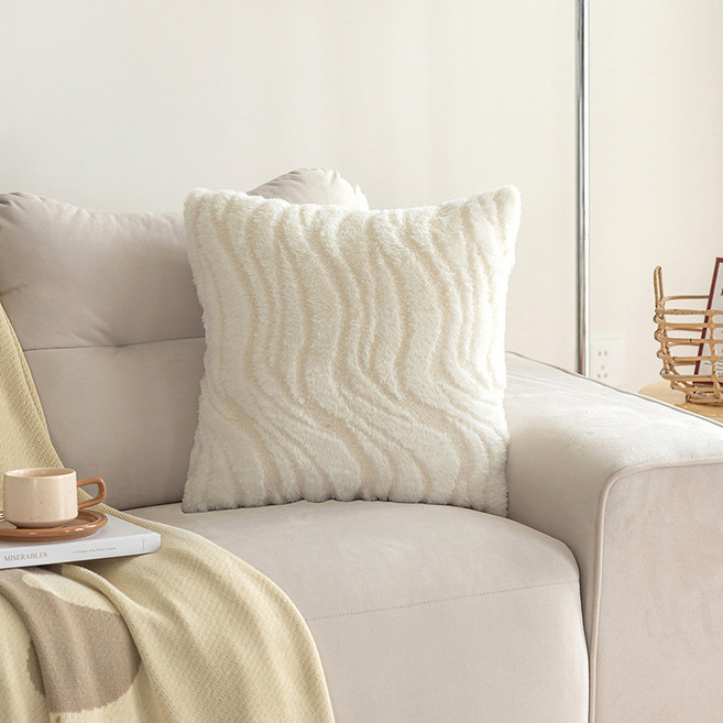 SUSIELADY 워터웨이브 입체 벨벳 쿠션커버 - 폭신한 소파 등쿠션 / 심플 인테리어 거실 침실 장식