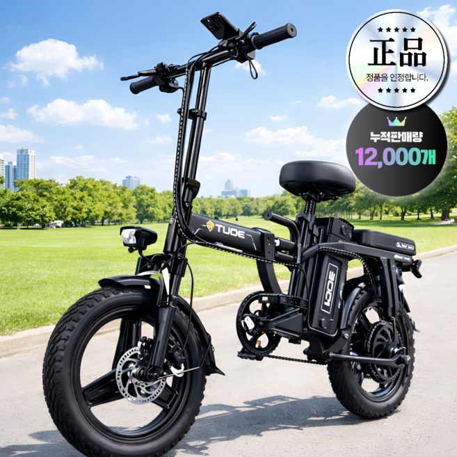 한나전자 접이식 전기자전거 미니 바이크 스쿠터 추천 배달 가성비 파스 pas 자토바이, 블랙, 경량스틸