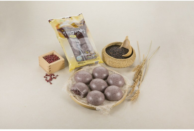 밀원본가 소화 잘되는 우리밀 흑미 안흥찐빵 500g (50g x 10개입) 국산팥500g, 1개