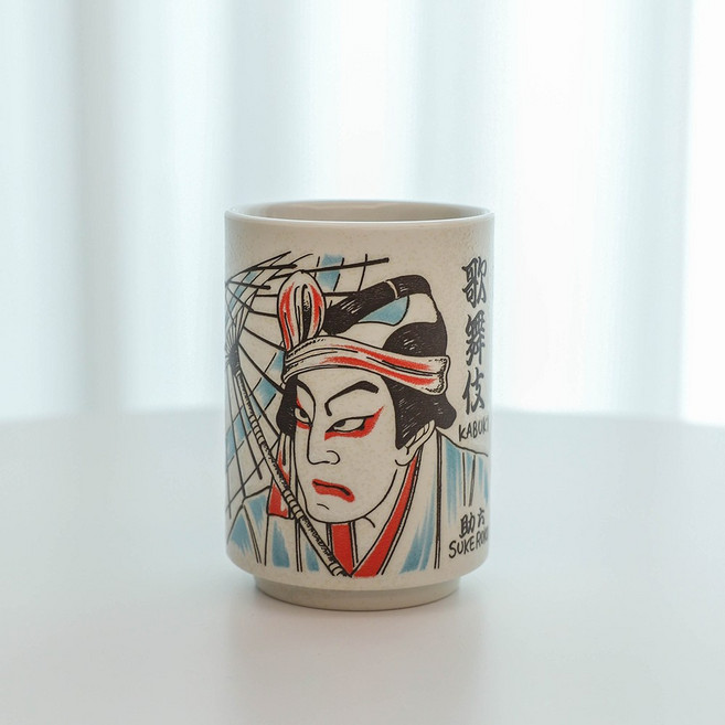다온아토 일본 도자기 컵 300ml 7종(택1) 일식 도기컵 물컵, 가부키, 가부키, 1개