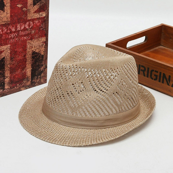 1/2구성 메쉬 중절모 린넨 페도라 남자 여름 밀짚 통풍 모자 파나마햇