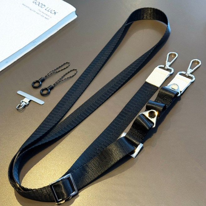 양손이 자유로운 올인원 멀티 유틸리티 핸드폰 스트랩, 1개, 블랙