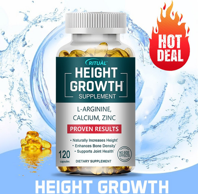 키 성장 보조제 - 칼슘 비타민 D3 아연 함유 - 뼈 성장 촉진 - 120캡슐, 1개, 60정