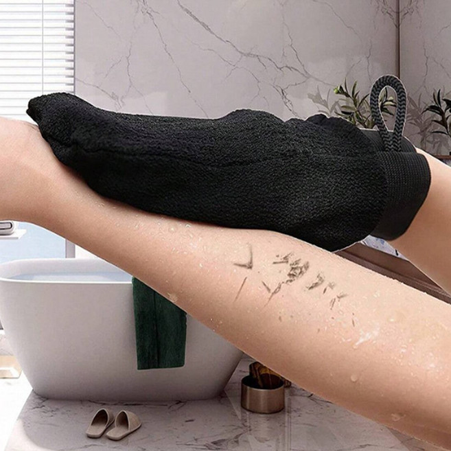 요술 때밀이 장갑 벙어리 때밀이장갑 등밀이 때수건, 블랙, 2개, 1개입