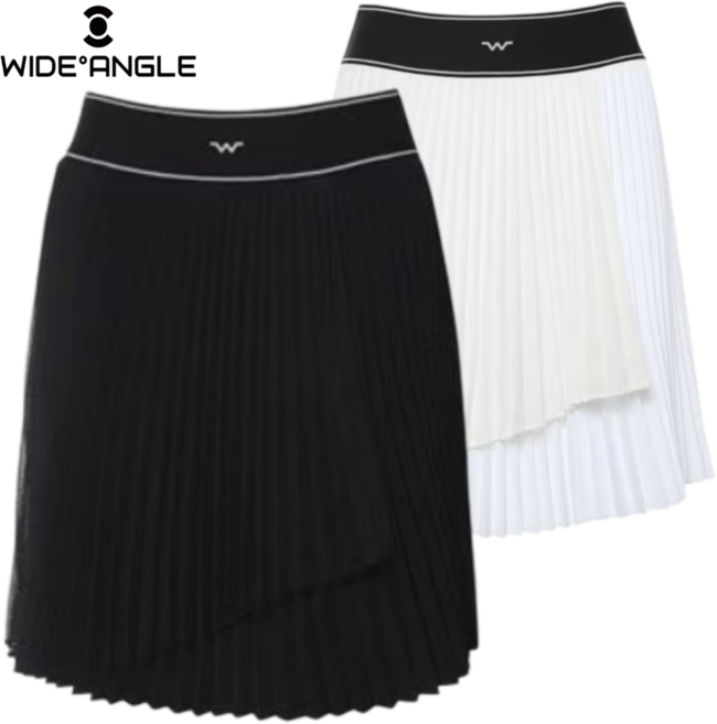 [백화점발송] 와이드앵글 여성 스커트 봄여름 골프 필드 중기장 플리츠 큐롯