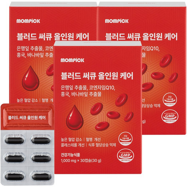 맘픽 블러드 써큐 올인원 혈압 혈당 혈행 콜레스테롤 케어, 3개, 30회분