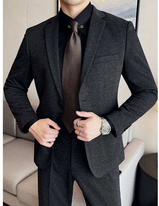 ANYOU 남성용 정장 자켓 모직 정장 상의 캐주얼 남성 아우터