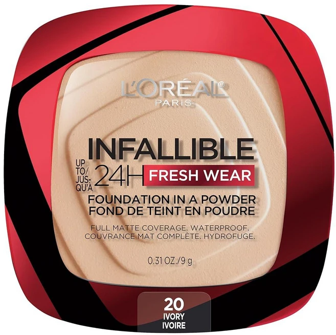 로레알 파리 메이크업 인팔리블 프레시 웨어 파우더 파운데이션 최대 24시간 지속 방수 샌드 0.31 oz. 123812, 1개, 아이보리 - 쿠팡