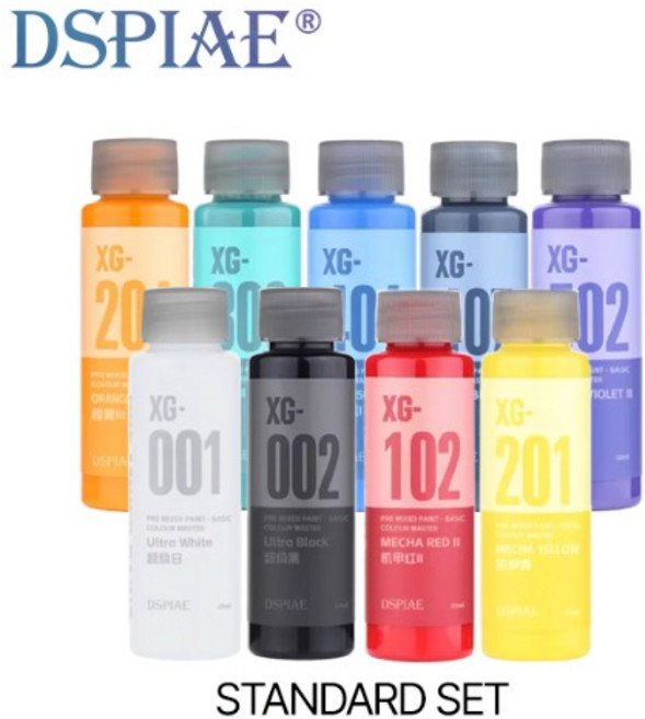 DSPIAE 디스파이어 프리믹스 수성 아크릴 도료세트3 (스텐다드컬러 9종 세트) 50ml, 스텐다드컬러 9종컬러 세트, 1개