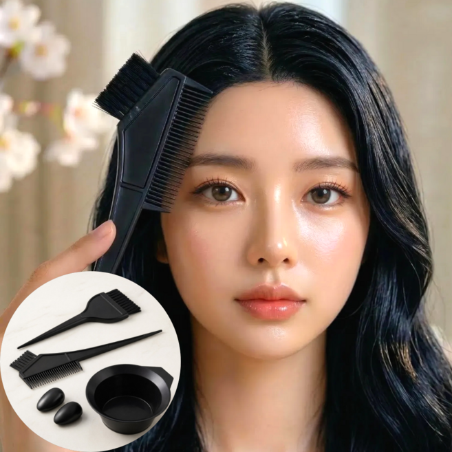 잘샀지 셀프 염색도구 세트 4종, 1세트, 올블랙