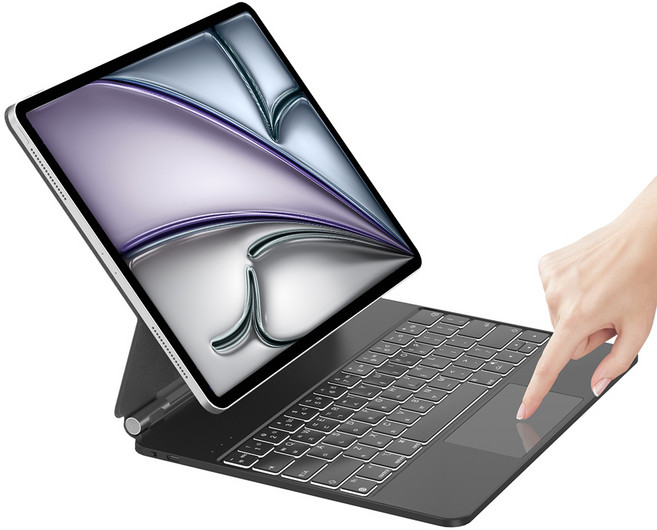 HOU 아이패드 호환 매직키보드 프로M4 1/2/3/4세대 에어6/5/4 M2 11/12.9인치 10세대 한글각인 키보드, 에어 6세대 11인치, 블랙