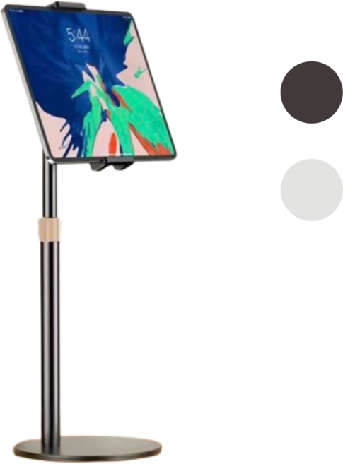 NUBASE 아이패드 m4 태블릿 아이폰 탁상용 자바라 높이조절 거치대 360도 회전, 01. 블랙