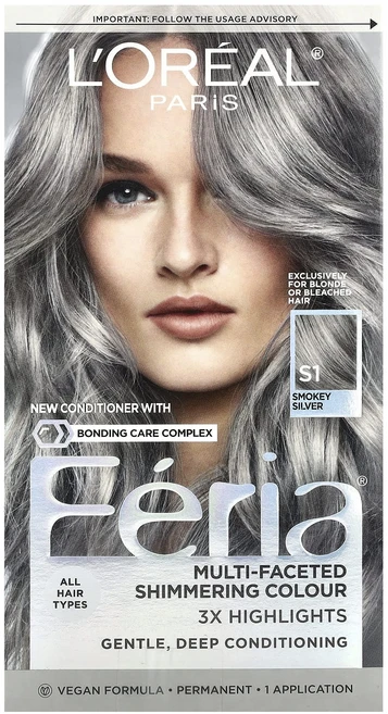 L'Oréal Feria 다면적인 쉬머링 컬러 S1 스모키 실버 1회, LOréalFeria다면적인쉬머링컬러S1스모키실버1회, 1개 - 쿠팡