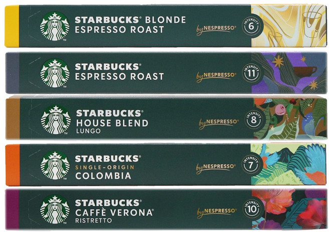 스타벅스 네스프레소 캡슐 커피 5종 세트(50캡슐) 블론드 에스프레소 하우스블랜드 콜롬비아 베로나, 1세트