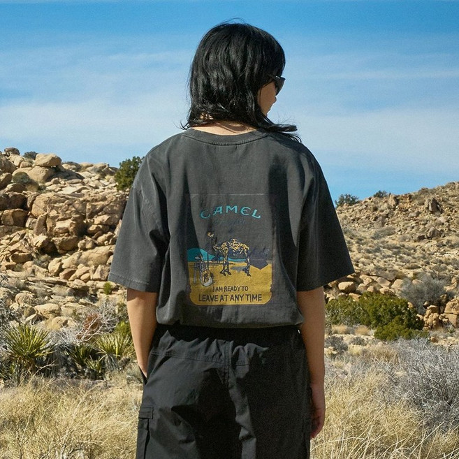 플루크 티셔츠 [남여공용 반팔티셔츠] 카멜 피그먼트 반팔 FST727 / 4color W 오버핏