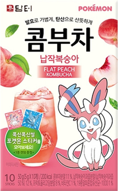 담터 포켓몬 콤부차 납작복숭아, 5g, 10개입, 1개