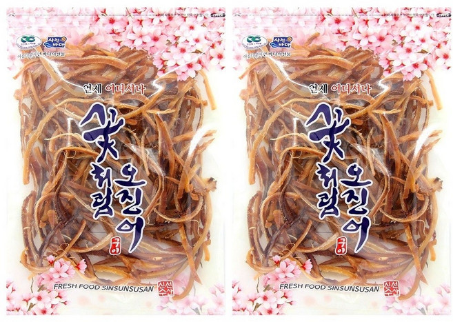 신선수산 꽃처럼 오징어 슬라이스 200g+200g 2봉 조미 꽃오징어, 200g, 2개