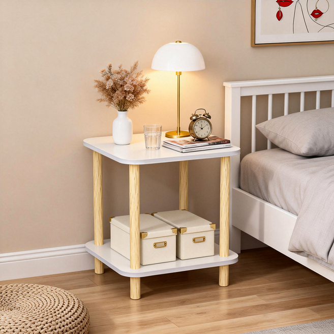원목 거실 소파 2단 협탁 서랍장 발통형 거실 쇼파 침실 수납장, 40x40x53cm, 1개