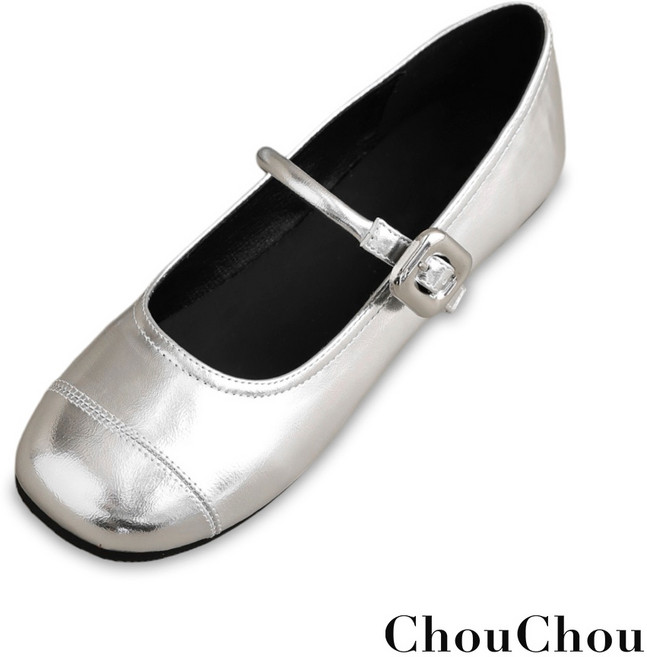 ChouChou 輕盈少女瑪莉珍平底鞋, 銀, 37
