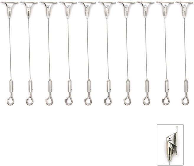 천장 슬림 와이어 경사 액자걸이 소 1m, 10개, 실버