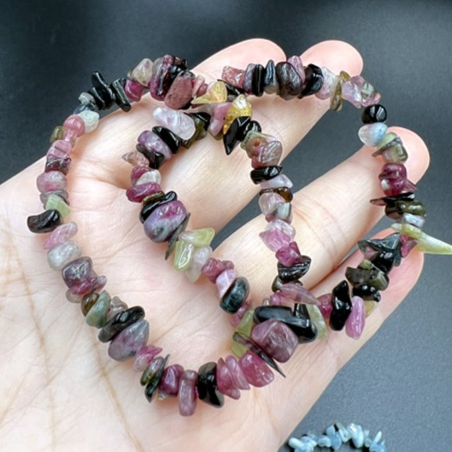 彩色碧璽手鍊 隨形碎石設計 海水藍寶 藍磷灰 獨特風格飾品