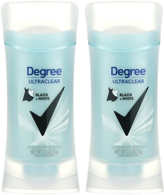 Degree UltraClear 땀 억제제 데오도런트 블랙 + 화이트 2팩 각 74g(2.6oz), DegreeUltraClear땀억제제데오도런트블랙화이트, 74g, 1개 - 쿠팡