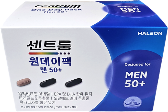 센트룸 원데이팩 맨50+ 멀티비타민, 30정, 108.99g, 1개