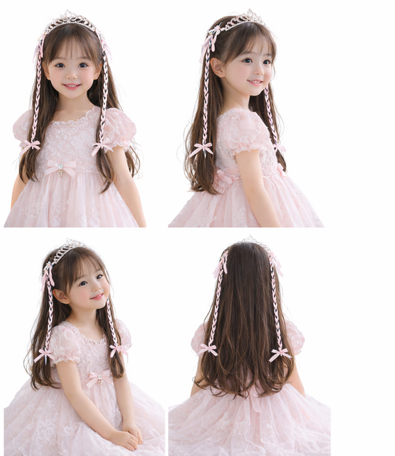 빛시리 유아 헤어밴드 땋은 머리 장식 리본 헤어끈 세련된스타일