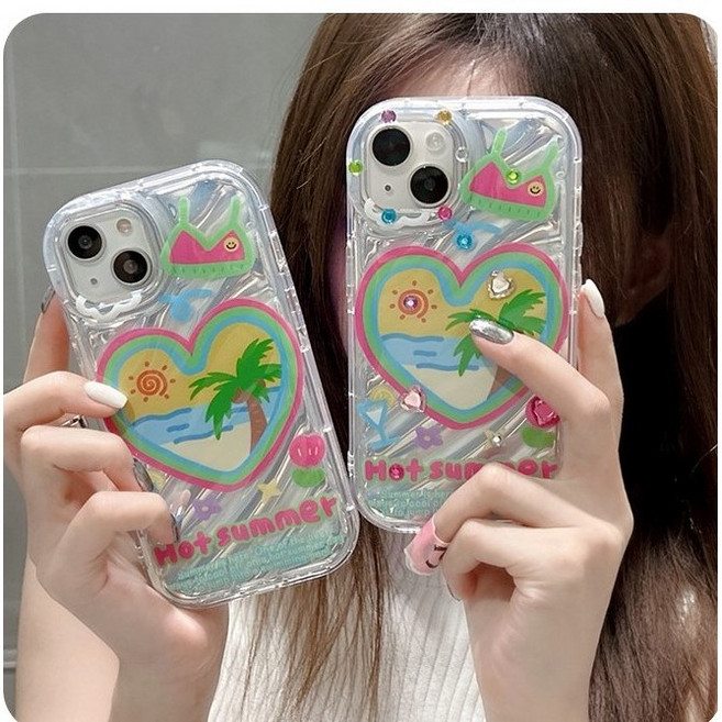 (썸머비치 워터 리플 핫걸 TPU 케이스) 직접 꾸며쓰는 아이폰 케이스 푸엘라