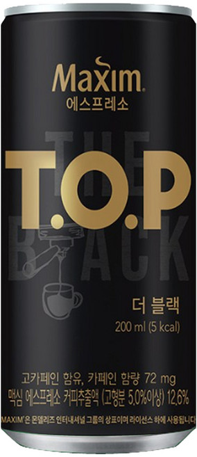 티오피 맥심 더 블랙 커피, 200ml, 72개
