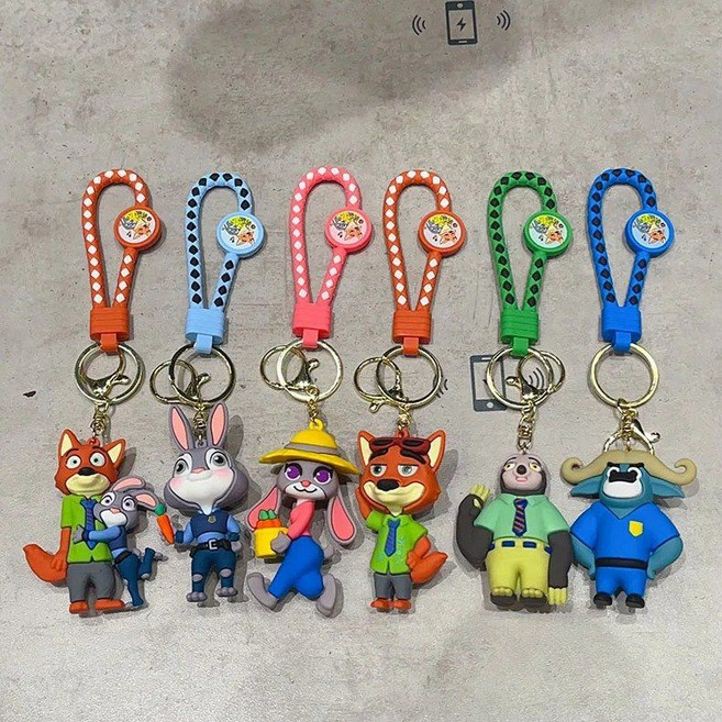 주토피아 2 키체인 귀여운 주디 홉스 닉 와일드 인형 가방 장식 참 자동차 키 체인 액세서리 크리스마스 선물, 6PCS