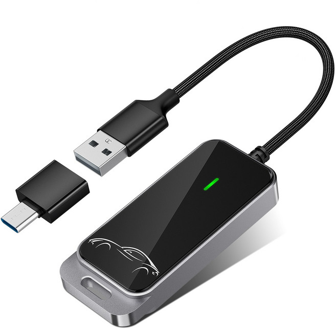 Coowin쿠윈 무선 애플 카플레이 동글 안드로이드 오토 호환 2in1 무선 어댑터, A500