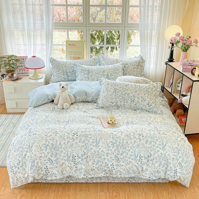 다이에나 이불 40수 순면 커버 단품 사계절 LOVE, 스카이