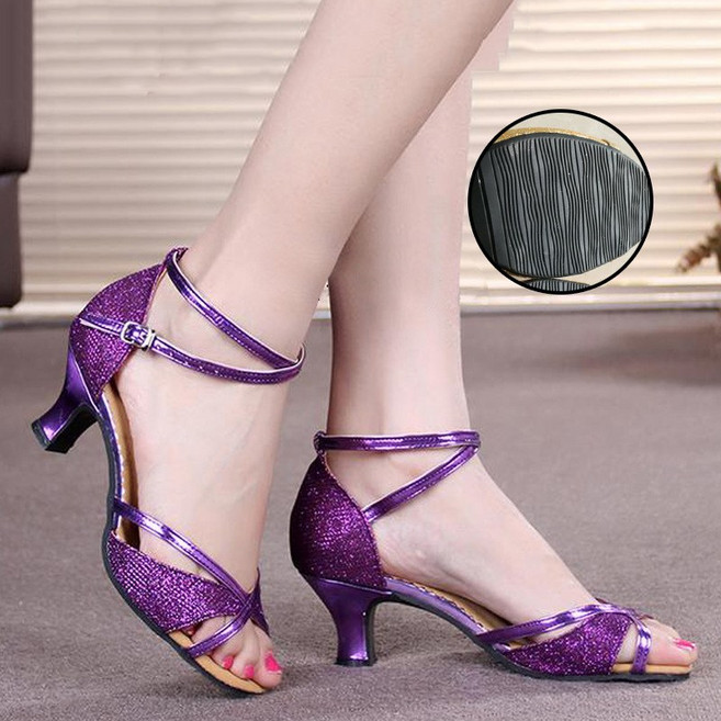 FANSYLI 여성 라틴댄스화 여름 블링블링 댄스화 모던댄스 쿠셔닝 댄스화 무대 공연 스트랩 오픈댄스화 W2506J10