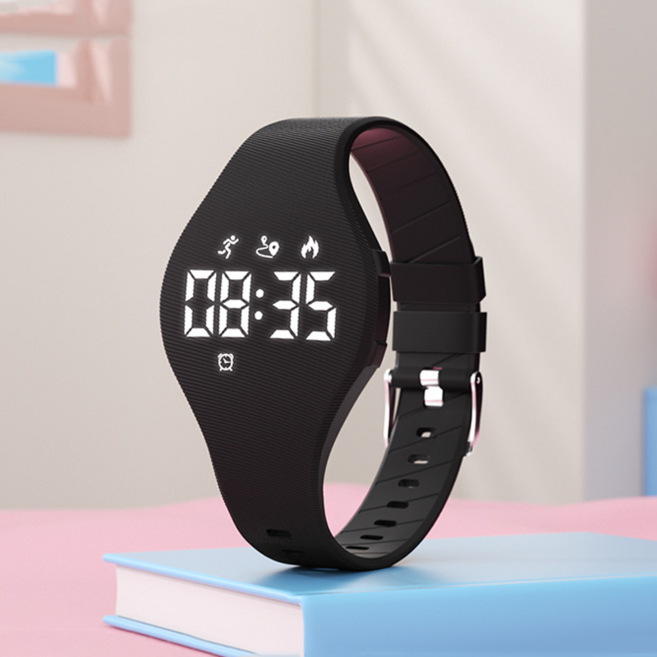 러브심플 자석식 충전 진동알람 시계 50m 방수 수영 워치, 37mm, 블랙, 1개