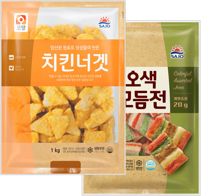사조오양 치킨너겟 1kg + 오색모듬전 1kg, 2개