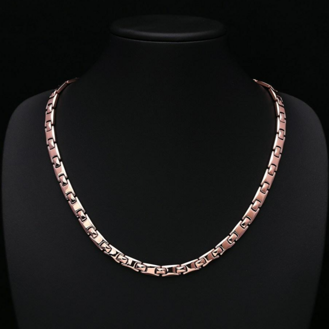 진주모아 NSQRM-02 로즈골드 스퀘어 티타늄 게르마늄 건강목걸이 전량 99.9998%, 1개