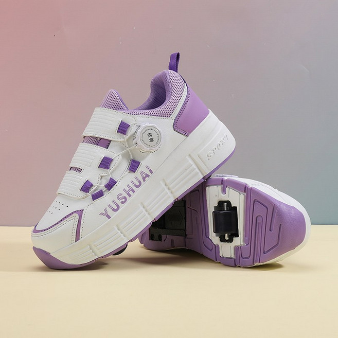 바퀴달린 바퀴휠 운동화 인라인 롤러슈즈 초경량 스케이트화 힐리스 인라인스케이트, 퍼플, 1개