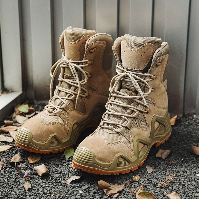 남성 전투화 전술화 하이탑 긴목 지퍼 경량 워커 부츠