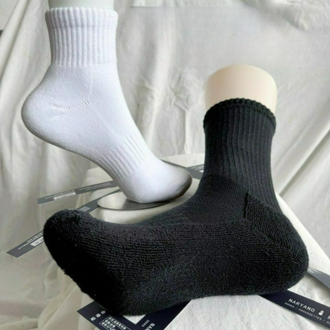 10켤레 남성용 스포츠 발바닥 두꺼운 쿠션 면양말