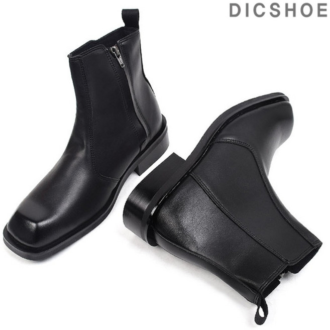 딕슈 남성 기모 안감 스퀘어토 방한 지퍼 첼시 부츠 3.8cm BTMS383