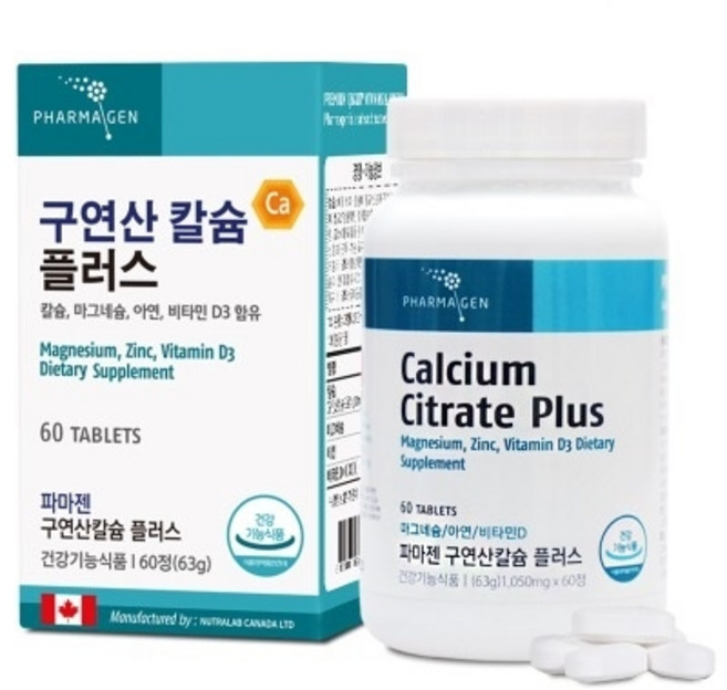 파마젠 구연산칼슘 플러스 비타민d 마그네슘 아연 칼마디 60정, 16개