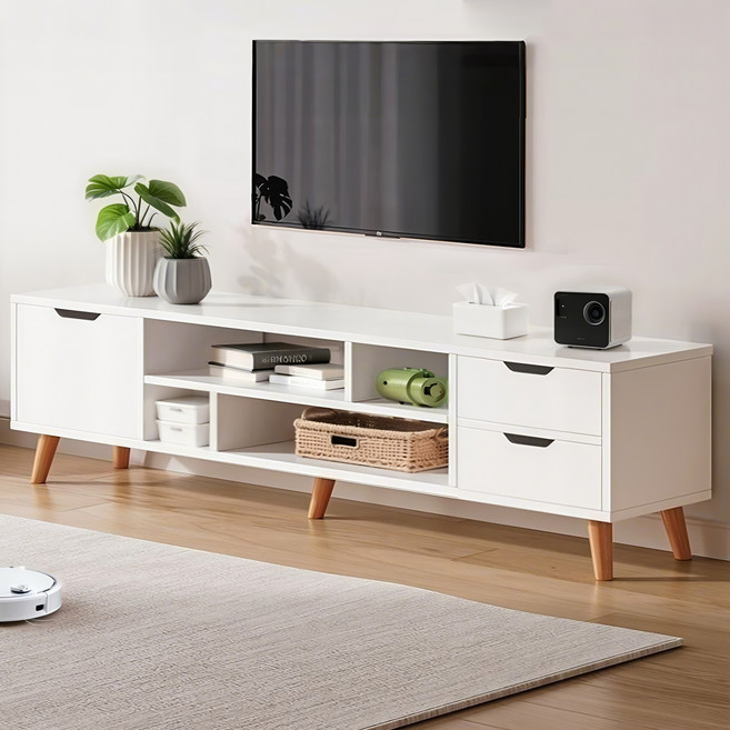 뷔이위이 거실장 TV장 도어 티비다이 1200 거실수납장, 화이트