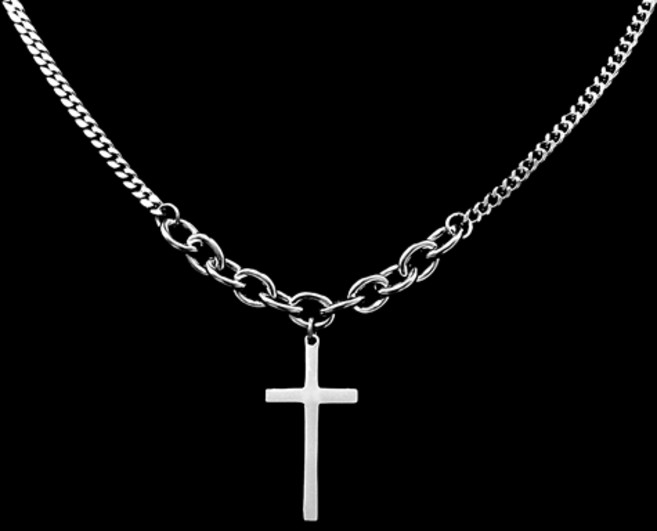 와이티지 style_057 십자가 체인목걸이 링크 써지컬스틸 펜던트 커플 남자 여자 데일리