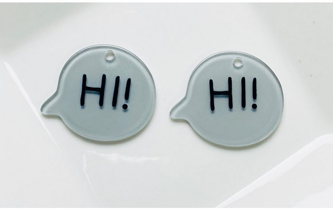 2개) 아크릴 컬러 말풍선 HI 펜던트 악세사리 키링 부자재, 연그레이, 1개